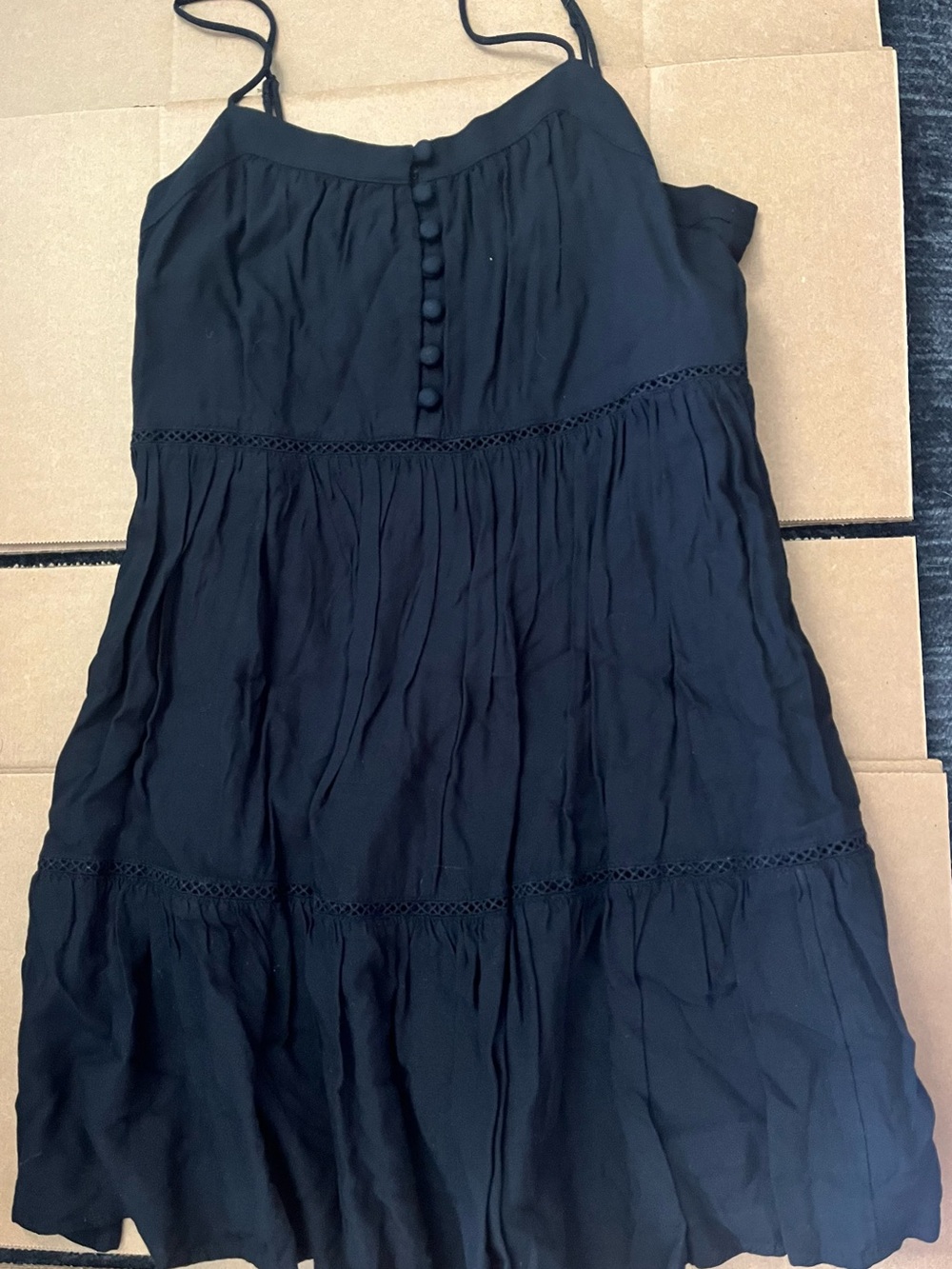 Urban Outfitters Black Tiered Camisole Mini Dress, XS, NEW